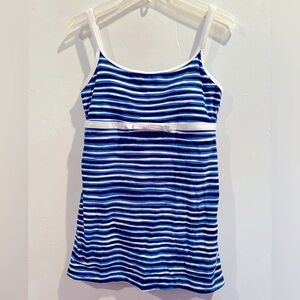 ECO SWIM Sz 14 Blue and White Striped Swim Dress